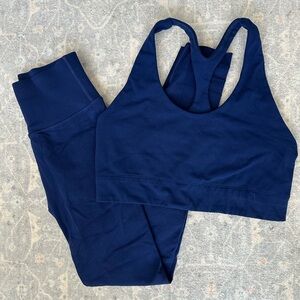 Fabletics Navy Blue Leggings and Sports Bra Set
